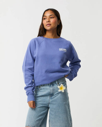 Surf Puff Raglan Relaxed Crew - Mid Blue