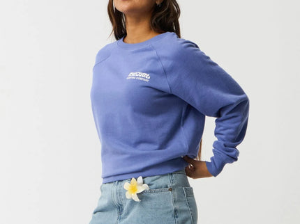 Surf Puff Raglan Relaxed Crew - Mid Blue