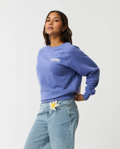 Surf Puff Raglan Relaxed Crew - Mid Blue