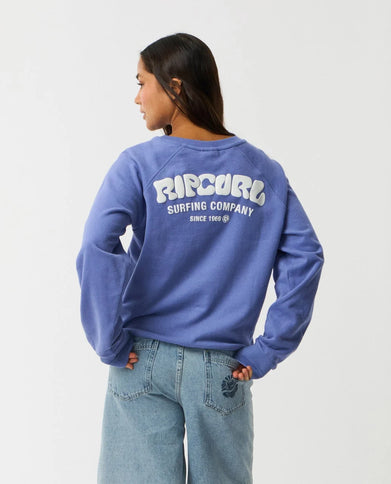 Surf Puff Raglan Relaxed Crew - Mid Blue