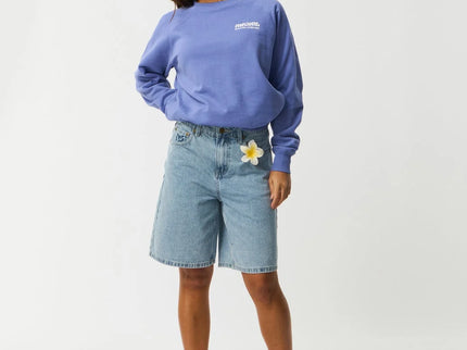 Surf Puff Raglan Relaxed Crew - Mid Blue