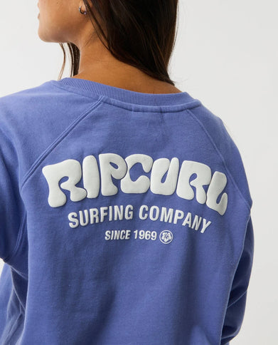 Surf Puff Raglan Relaxed Crew - Mid Blue