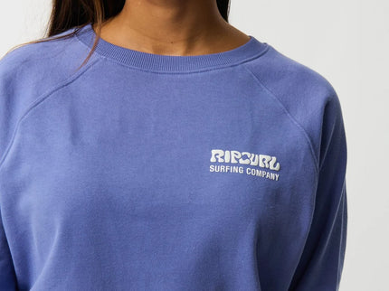 Surf Puff Raglan Relaxed Crew - Mid Blue