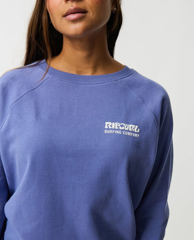 Surf Puff Raglan Relaxed Crew - Mid Blue