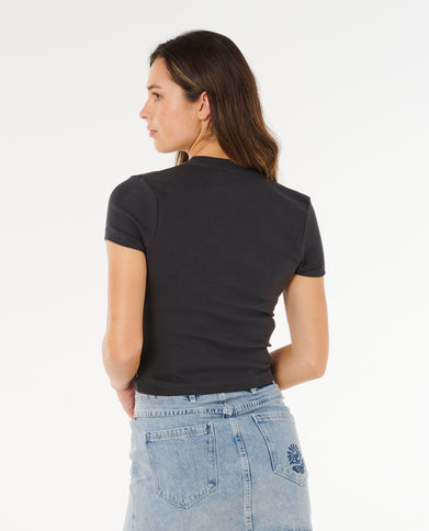 Surf Side Fitted TEE - Washed Black
