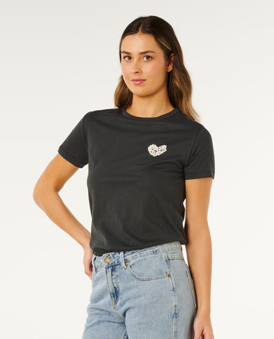 RC Heart Logos TEE - Washed Black