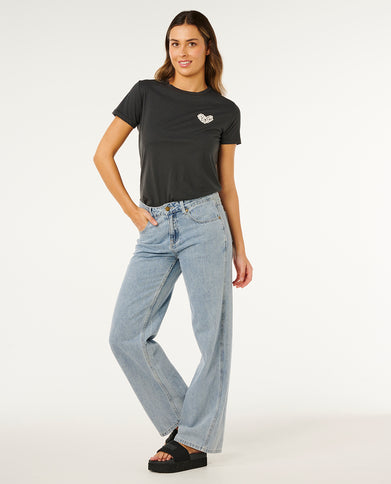 RC Heart Logos TEE - Washed Black