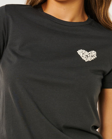 RC Heart Logos TEE - Washed Black