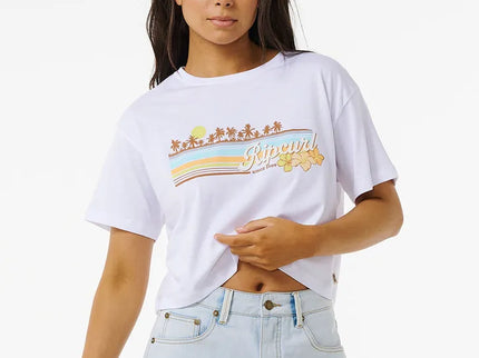 Sunset Crop Tee - White