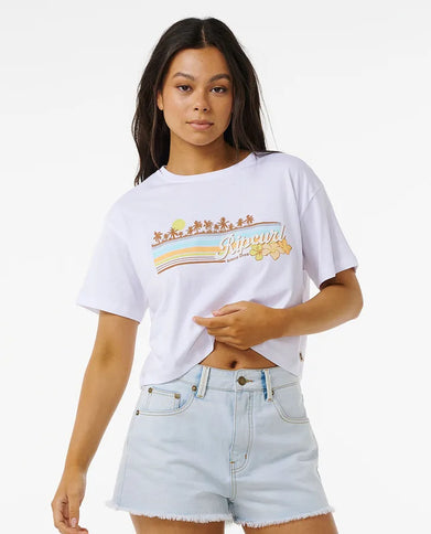 Sunset Crop Tee - White