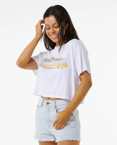 Sunset Crop Tee - White