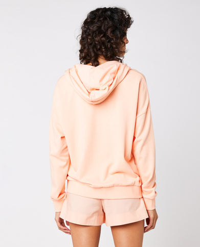 Holiday Fleece Hoodie - Bright Peach