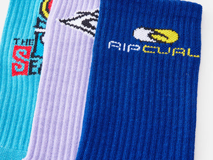 Retro Crew Sock 3-Pk - Multico