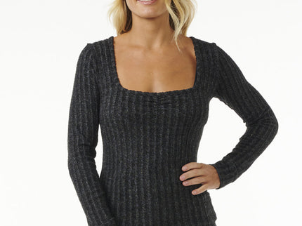 Open Neck Cosy Ls - Black Marle