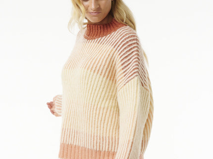 Soleil Rib Knit Crew - Burnt Red