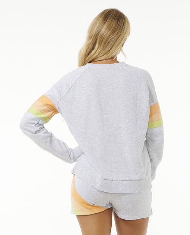 High Tide Surf Raglan Crew - Light Grey Heat