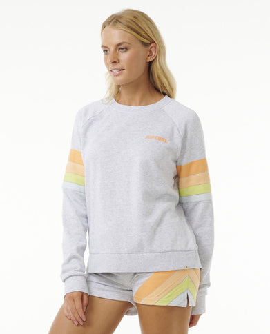 High Tide Surf Raglan Crew - Light Grey Heat