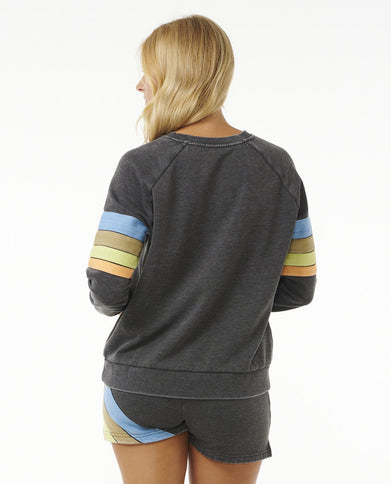 High Tide Surf Raglan Crew - Washed Black