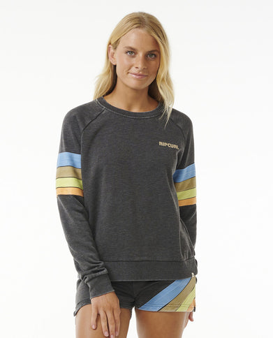 High Tide Surf Raglan Crew - Washed Black