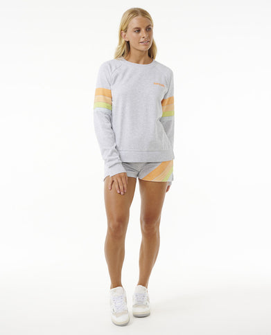 High Tide Surf Raglan Crew - Light Grey Heat