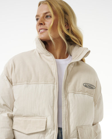 High Tide Mixed Cord Puffer - Off White