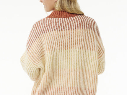 Soleil Rib Knit Crew - Burnt Red