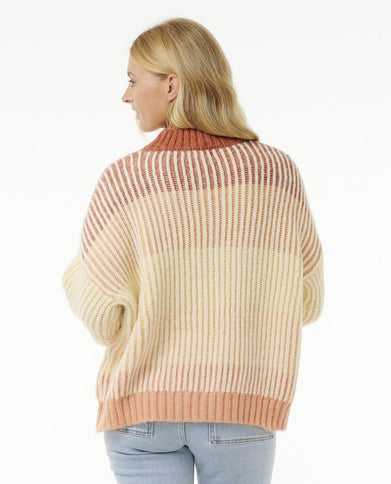 Soleil Rib Knit Crew - Burnt Red