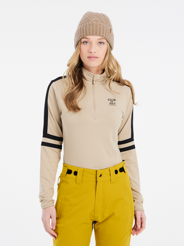 PRTPRUE 1/4 zip active top - BambooBeige