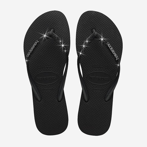 Slim Glitter II - Black/Black  Slipper van Havaianas | SHAKA