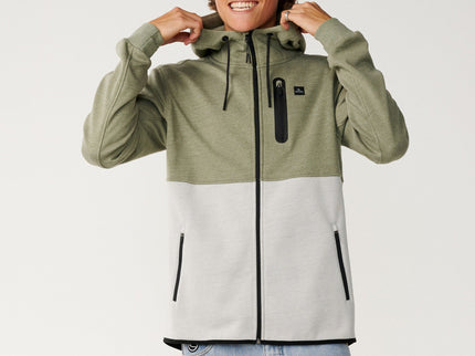 Departed Bonded DWR Zip Thru - Green  Sweat van Rip Curl | SHAKA