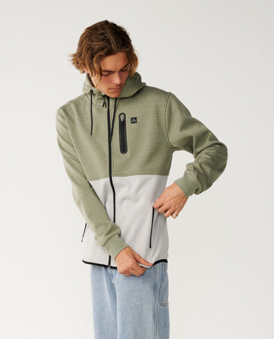 Departed Bonded DWR Zip Thru - Green  Sweat van Rip Curl | SHAKA