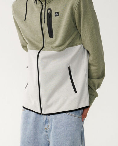 Departed Bonded DWR Zip Thru - Green  Sweat van Rip Curl | SHAKA