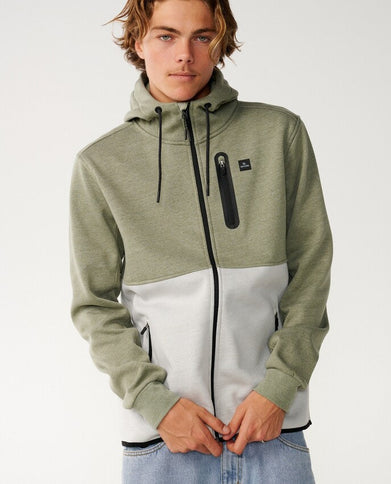 Departed Bonded DWR Zip Thru - Green  Sweat van Rip Curl | SHAKA