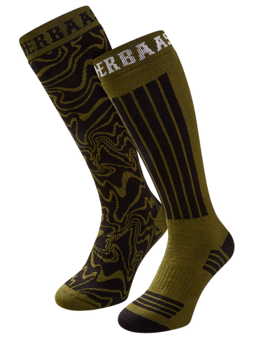 Ski Socks 2-pack - Olive Multi