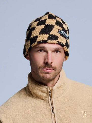 Checkerboard Beanie - Warm Sand