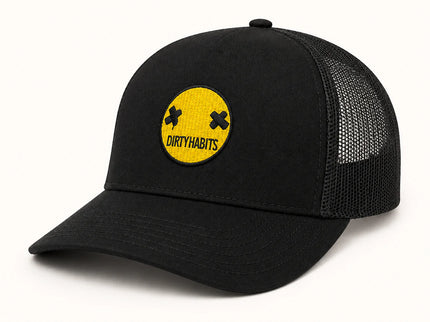Smiley Retro Trucker - Black  Cap van Dirty Habits | SHAKA