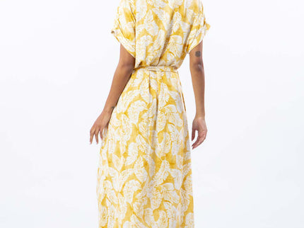 Summer Palm¬† Shirt Dress  - Gold