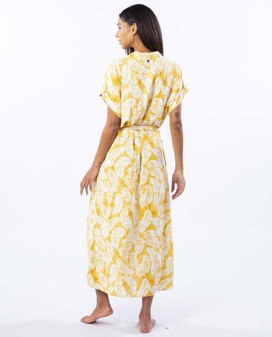 Summer Palm¬† Shirt Dress  - Gold