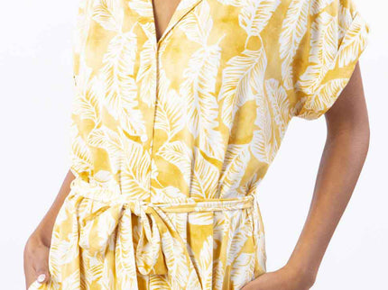 Summer Palm¬† Shirt Dress  - Gold