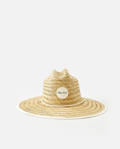 Script Straw Sun Hat  - Natural/Black