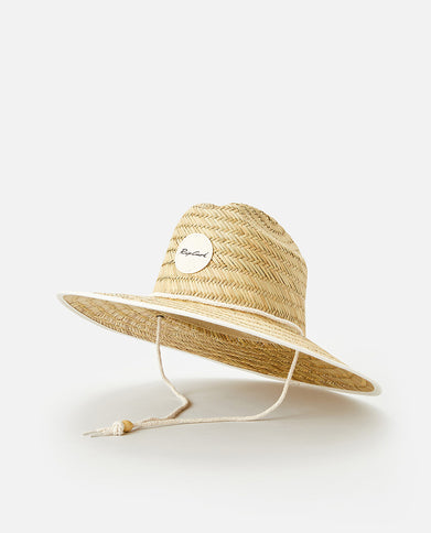 Script Straw Sun Hat  - Natural/Black