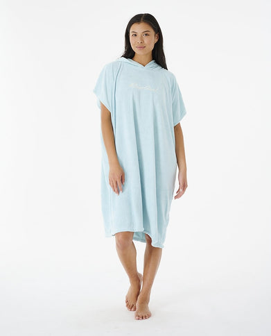 Script Hooded Towel - Aqua