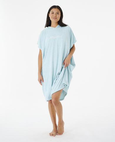 Script Hooded Towel - Aqua