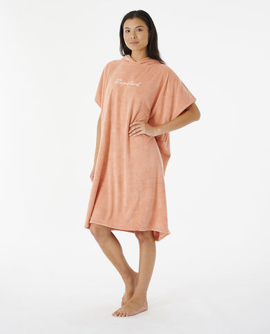 Script Hooded Towel - Dusty Coral