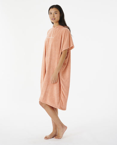 Script Hooded Towel - Dusty Coral