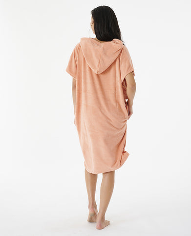 Script Hooded Towel - Dusty Coral