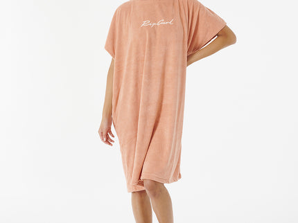 Script Hooded Towel - Dusty Coral