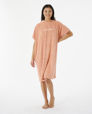 Script Hooded Towel - Dusty Coral