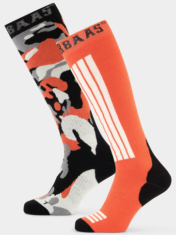 Camo Ski Sock 2-Pack - Orange